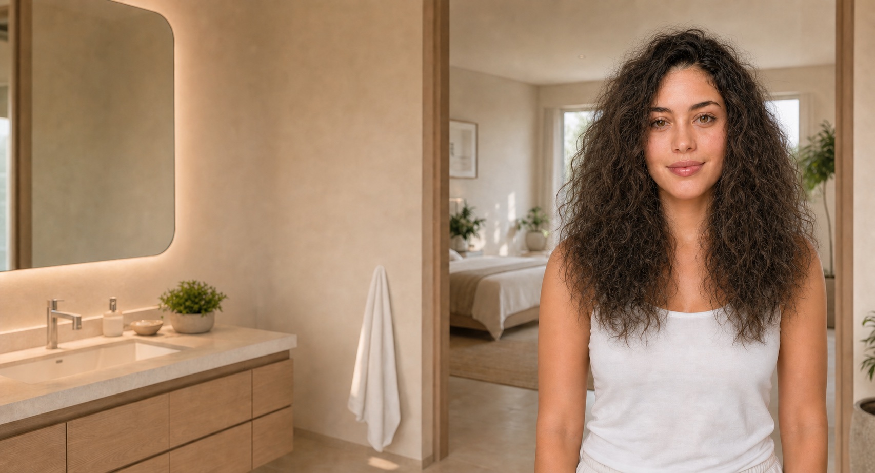 La misma persona antes, con el pelo encrespado y sin definición