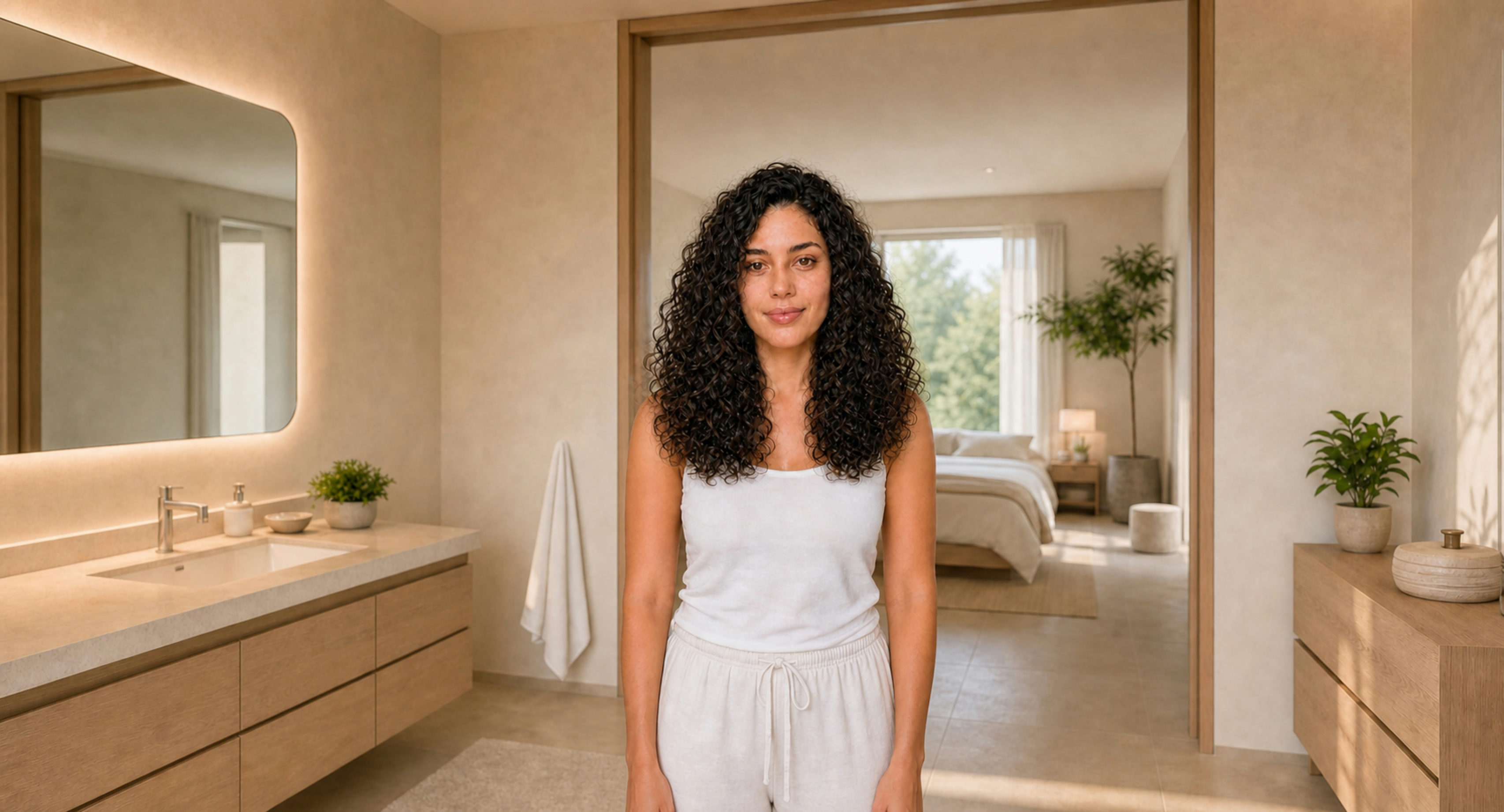 La misma persona con los rulos definidos después de aplicar el Método Curly